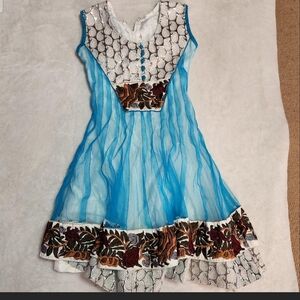 Turquoise Blue Tiered Anarkali Gown | Kids Size 22 (Ages 3-5)